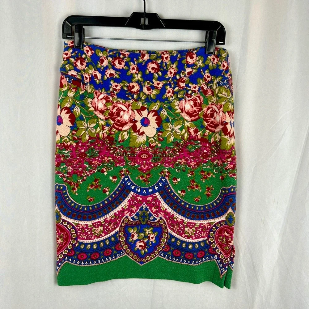 Maeve Anthropologie Sheffield‎ Pencil Straight Skirt Women 4 Pink Green Floral